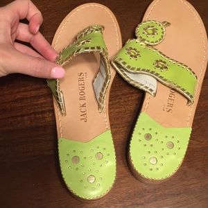 Jack Rogers green & gold sandals NEW!!